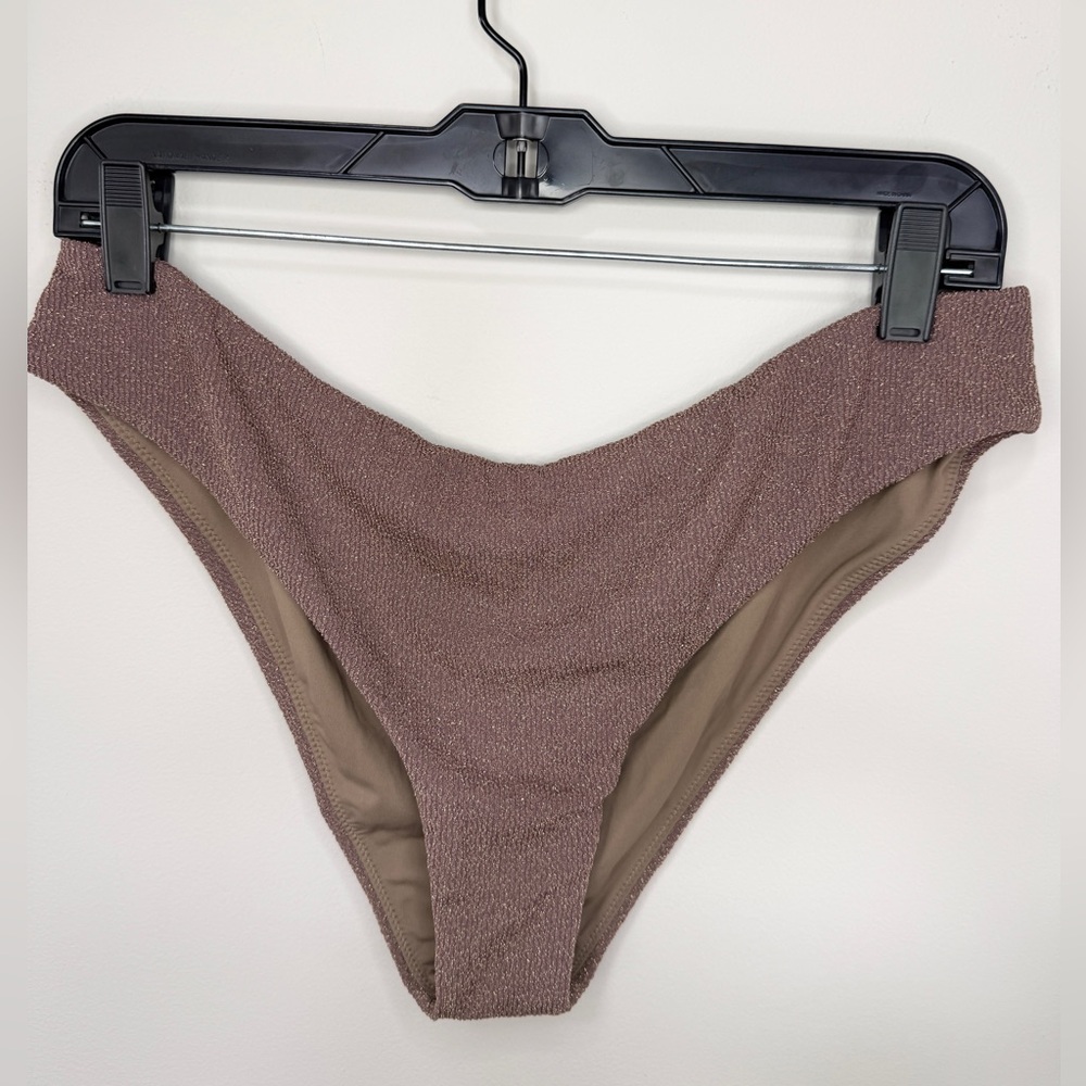 Vetchy Laguna Bikini Bottoms NWT Gold Lurex on Chocolate Brown XL
